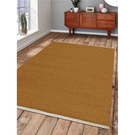 GLITZY RUGS Glitzy Rugs UBSD00111H0012A11 6 x 9 ft. Hand Woven Flat Weave Kilim Wool Solid Rectangle Area Rug; Gold UBSD00111H0012A11